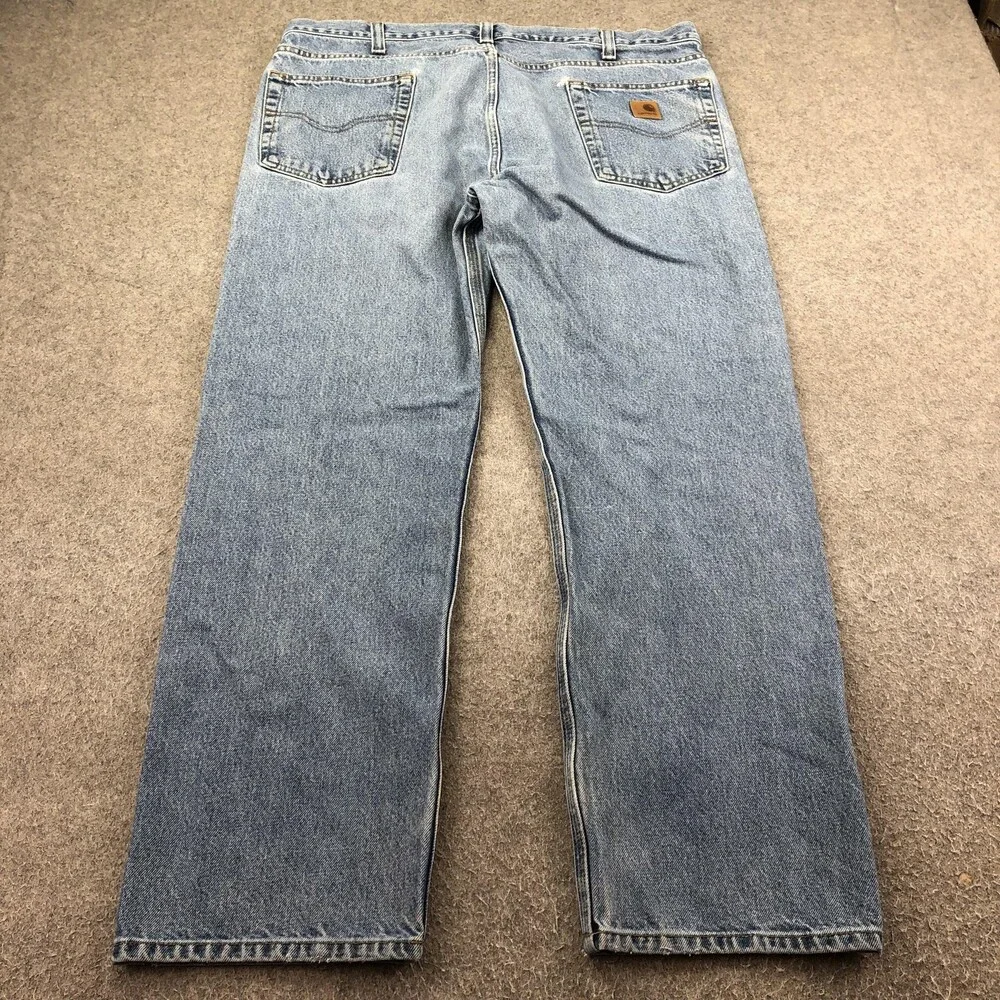 Carhartt Jeans Mens 36x30 Blue Light Wash Regular Straight Denim Pants Casual